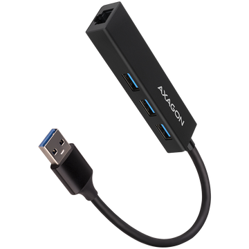 AXAGON HMA-GL3A 3x USB-A + GLAN, USB3.2 Gen 1 hub, metal, 20cm USB-A cable