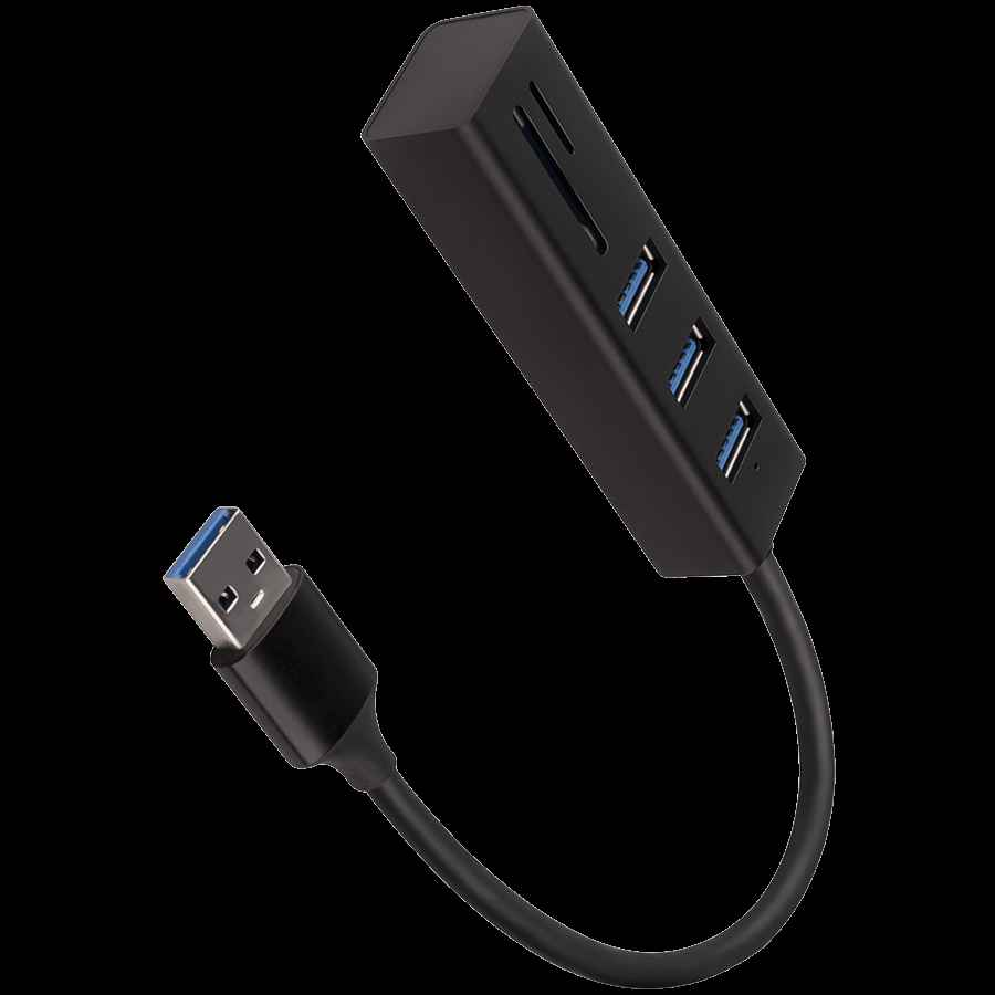 AXAGON HMA-CR3A 3x USB-A + SD/microSD, hub USB 3.2 Gen 1, métal, câble USB-A 20 cm