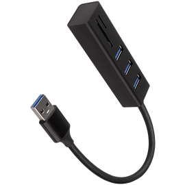 AXAGON HMA-CR3A 3x USB-A + SD/microSD, USB3.2 Gen 1 hub, metal, 20cm USB-A cable