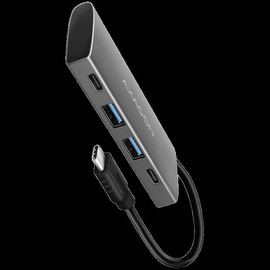 AXAGON HMC-4G2 2x USB-A + 2x USB-C, concentrateur USB-C 3.2 Gen 2 10 Gbit/s, câble USB-C 13 cm