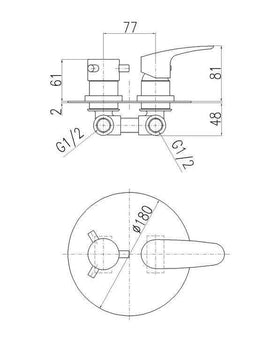 Mitigeur de douche encastrable avec inverseur AMUR laiton chromé