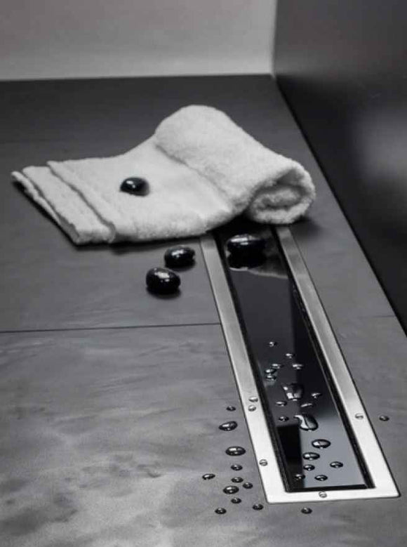 Caniveau de douche CONFLUO PREMIUM LINE en verre noir