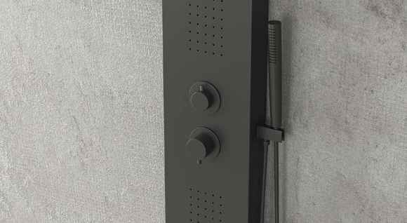 Colonne de douche hydromassante SUE en aluminium 140x20x6,5 cm