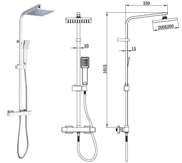 Colonne de douche thermostatique SASA en inox 101,5 cm