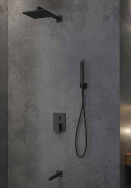 Ensemble de douche à encastrer DELOS NERO avec douchette en laiton noir