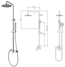 Colonne de douche chromée ARTEMIS avec douchette 119cm