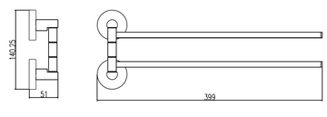 Porte-serviettes double rotatif COLORADO en laiton chromé 39,9 cm