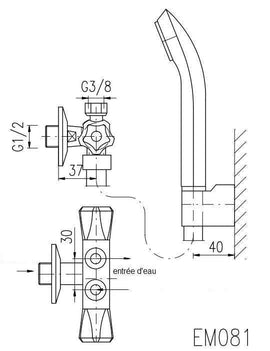Mélangeur basse pression pour baignoire ou douche avec douchette