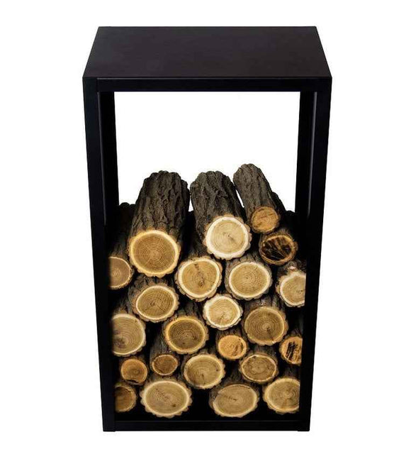 Range bûches rectangulaire ELO en acier noir 45x30x80 cm