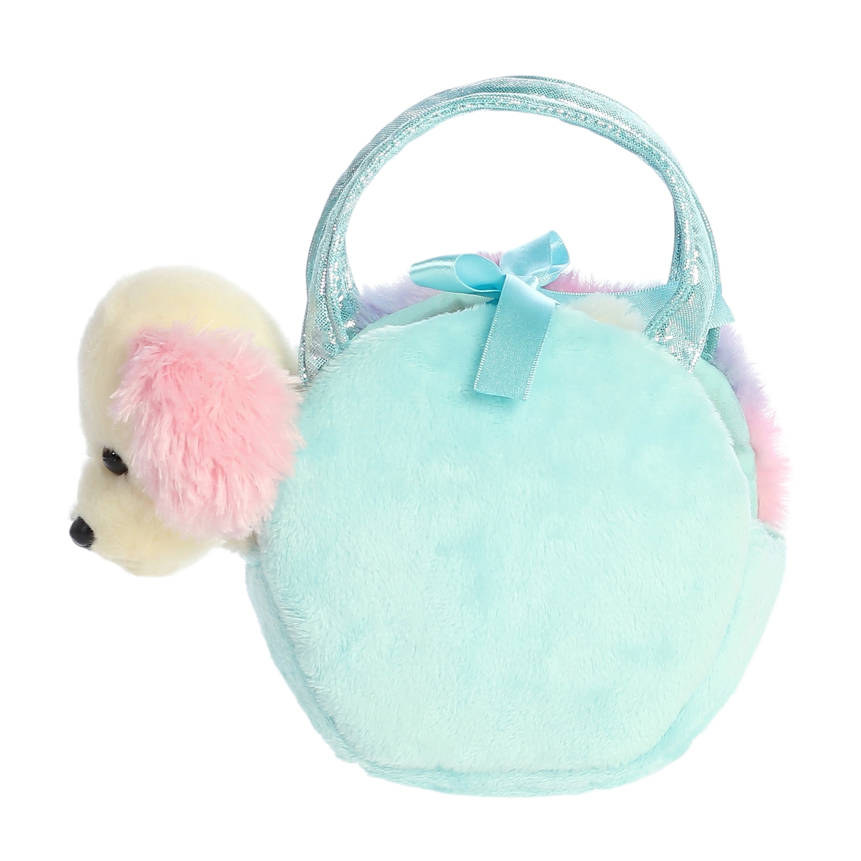 Peluche chien aurora fancy pals dans un sac à barbe à papa 20 cm