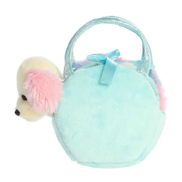 Peluche chien aurora fancy pals dans un sac à barbe à papa 20 cm