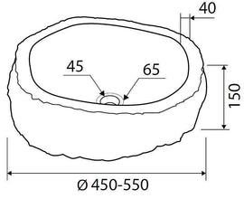 Vasque ronde RIVER à poser Ø40-45 x15 cm en pierre grise