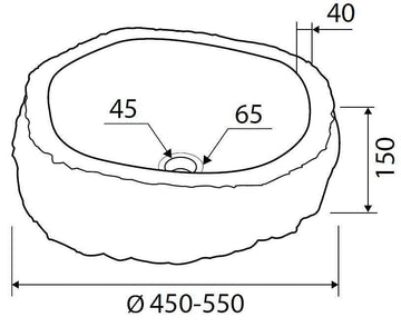 Vasque ronde RIVER à poser Ø40-45 x15 cm en pierre grise