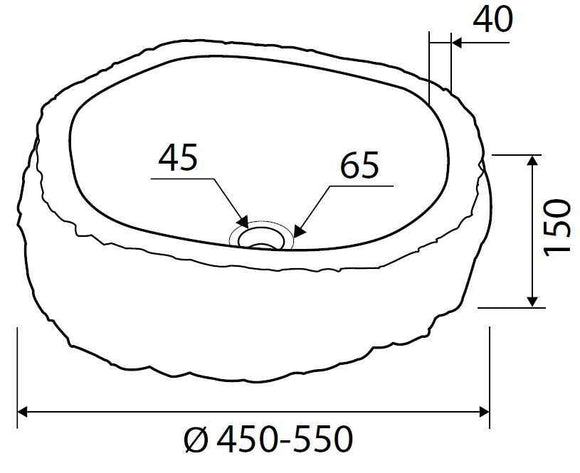 Vasque ronde RIVER à poser Ø40-45 x15 cm en pierre grise