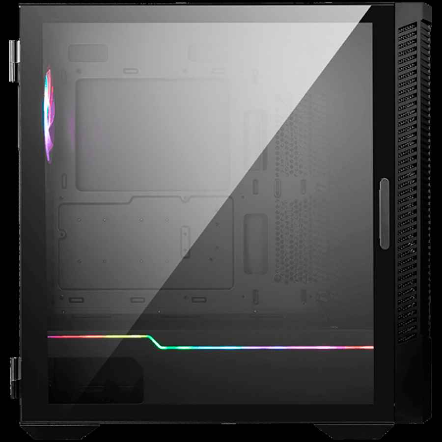 Boîtier PC gaming MSI MPG VELOX 100P AIRFLOW, format tour moyenne, noir, 3 ventilateurs 120 mm + 1 ventilateur ARGB 120 mm, bande lumineuse ARGB, USB Type-C, 1 écran en verre trempé, central, E-ATX, ATX, mATX, mini-ITX