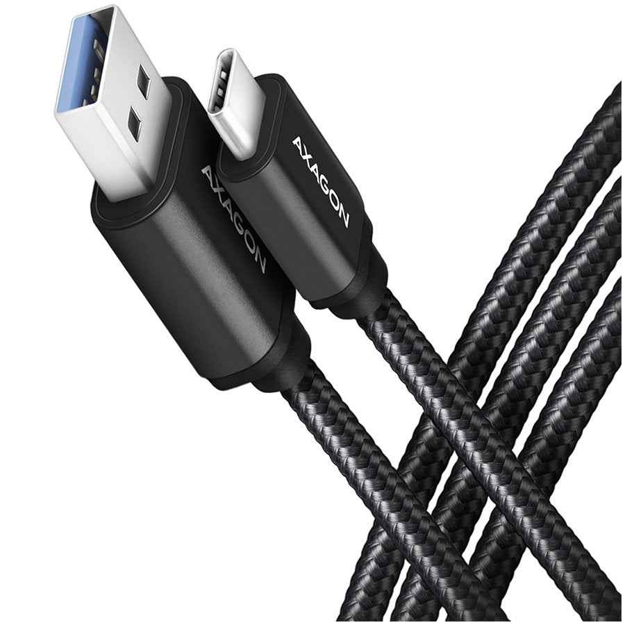 Câble de données et de charge Axagon USB 3.2 Gen 1 longueur 1 m. 3A. Tressé noir.