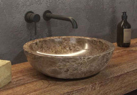 Vasque ronde ELENA GREY à poser 40 x12 cm en pierre