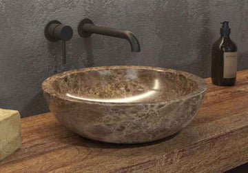 Vasque ronde ELENA GREY à poser 40 x12 cm en pierre