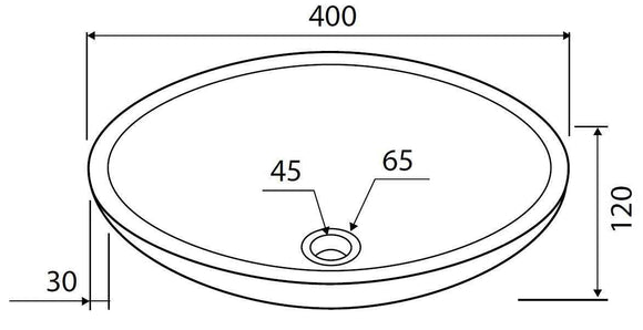 Vasque ovale SORA NERO à poser 40 x12 cm en pierre
