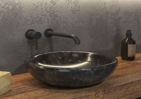 Vasque ovale SORA NERO à poser 40 x12 cm en pierre