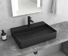 Vasque noire rectangulaire monotrou à poser 50x42x12 cm