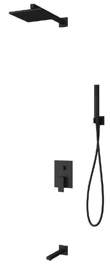 Ensemble de douche à encastrer DELOS NERO avec douchette en laiton noir