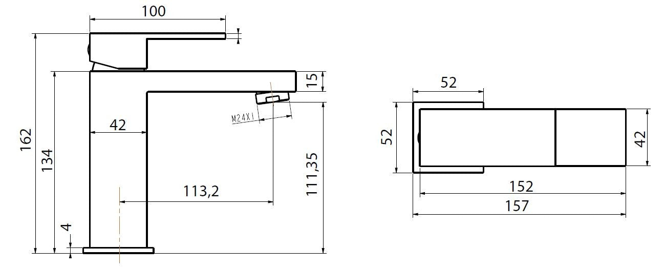 Mitigeur lavabo DELOS NERO en laiton noir 16,2x15,7x5,2 cm