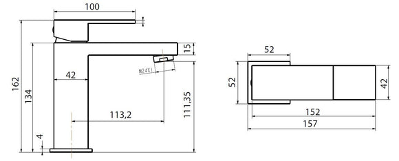 Mitigeur lavabo DELOS NERO en laiton noir 16,2x15,7x5,2 cm