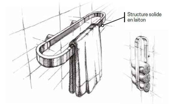 Porte-serviette mural NOVELLINI en laiton chromé