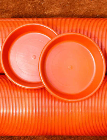 Soucoupe 14cm plastique - coloris terre cuite -