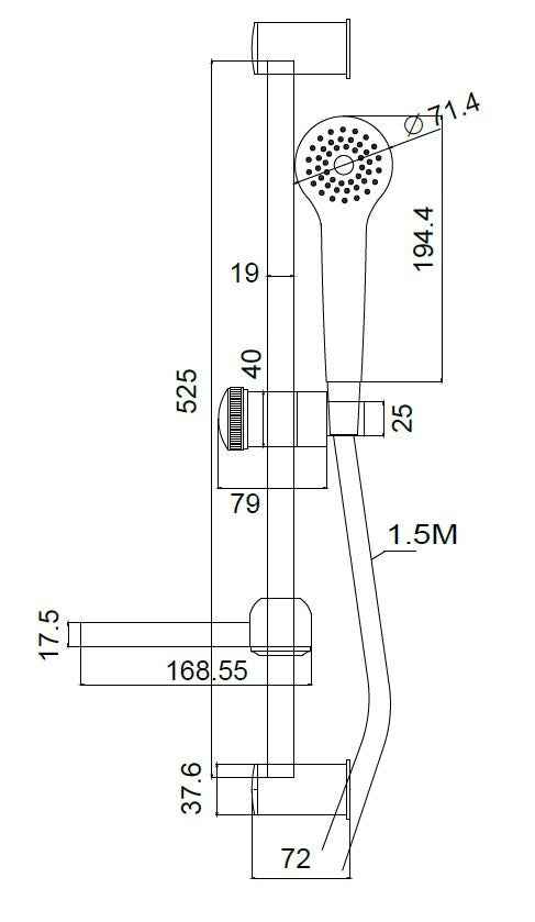 Set de douche mural chromé ANNA avec douchette 52,5 cm