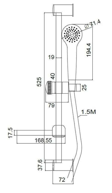 Set de douche mural chromé ANNA avec douchette 52,5 cm