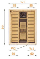 Cabine de Sauna finlandais PERHE 8 places 175x244 x H.199 cm