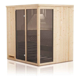Sauna finlandais 2 fenêtres vitrées AFO 4/5 places 194x194 x H.199 cm