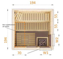 Sauna finlandais 2 fenêtres vitrées AFO 4/5 places 194x194 x H.199 cm