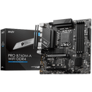 MSI | PRO B760M-A WIFI DDR4 | Processor family Intel | Processor socket LGA1700 | DDR4 | Supported hard disk drive interfaces SATA, M.2 | Number of SATA connectors 4-2