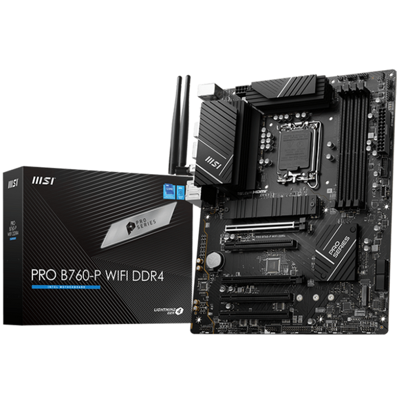 Msi  pro b760-p wifi ddr4  famille de processeurs intel  socket de processeur lga1700  ddr4  interfaces de disque dur prises en charge : sata m.2  nombre de connecteurs sata : 4