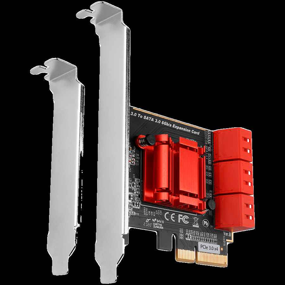 Contrôleur PCI-Express SATA III six canaux avec six ports SATA internes. Profil standard et bas.