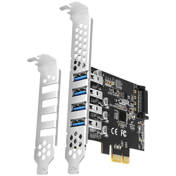 AXAGON PCI-Express card with four external USB 3.2 Gen1 ports with dual power | PCEU-43RS
