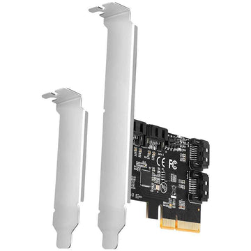 Contrôleur PCI-Express SATA III Axagon à quatre canaux avec quatre ports SATA internes. Profil standard et bas.