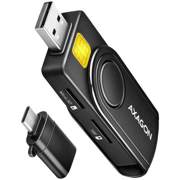 AXAGON Compact travel USB-A + USB-C contact Smart/ID card and SD/microSD/SIM card reader | CRE-SMP2A