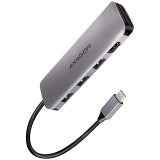 Hub multiport USB 3.2 Gen 1 Axagon. HDMI, lecteur de cartes et trois sorties USB-A. Câble USB-C 20 cm.