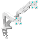 ONKRON G-160-W Swivel and tilt desk mount for two 13-32" monitors, max. 8 kg, with rotation, white-1