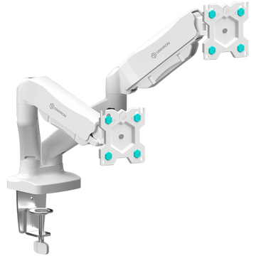 ONKRON G-160-W Swivel and tilt desk mount for two 13-32" monitors, max. 8 kg, with rotation, white