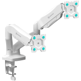 ONKRON G-160-W Swivel and tilt desk mount for two 13-32" monitors, max. 8 kg, with rotation, white