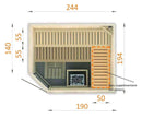 Cabine de sauna d’angle finlandais KILA 6 places 244x194 x H.199 cm