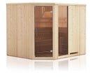 Cabine de sauna d’angle finlandais vitrée KILA 6 places 244x194 x H.199 cm