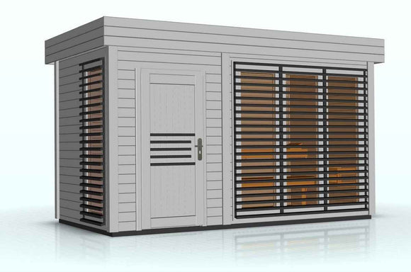 Cabine de sauna extérieur AZALEA 8 places 438x203,8 x H.259 cm