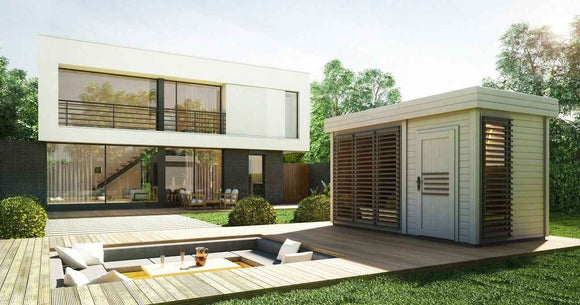 Cabine de sauna extérieur AZALEA 8 places 438x203,8 x H.259 cm