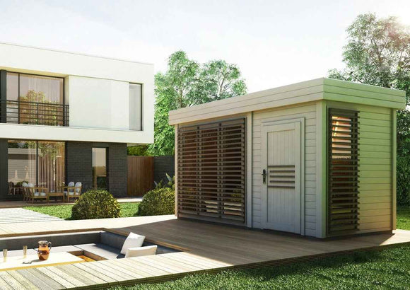 Cabine de sauna extérieur AZALEA 8 places 438x203,8 x H.259 cm